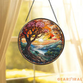 Sunset In The Forest Suncatcher Mountain Range Window Hanging Landscape Window Decor Sunset Suncatcher Gift for Sunset